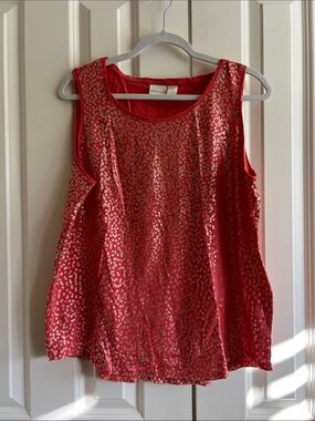 Chico's Orange and Gold Patterned Scoop Neck Tank (Chico’s Size 3 or XL)
